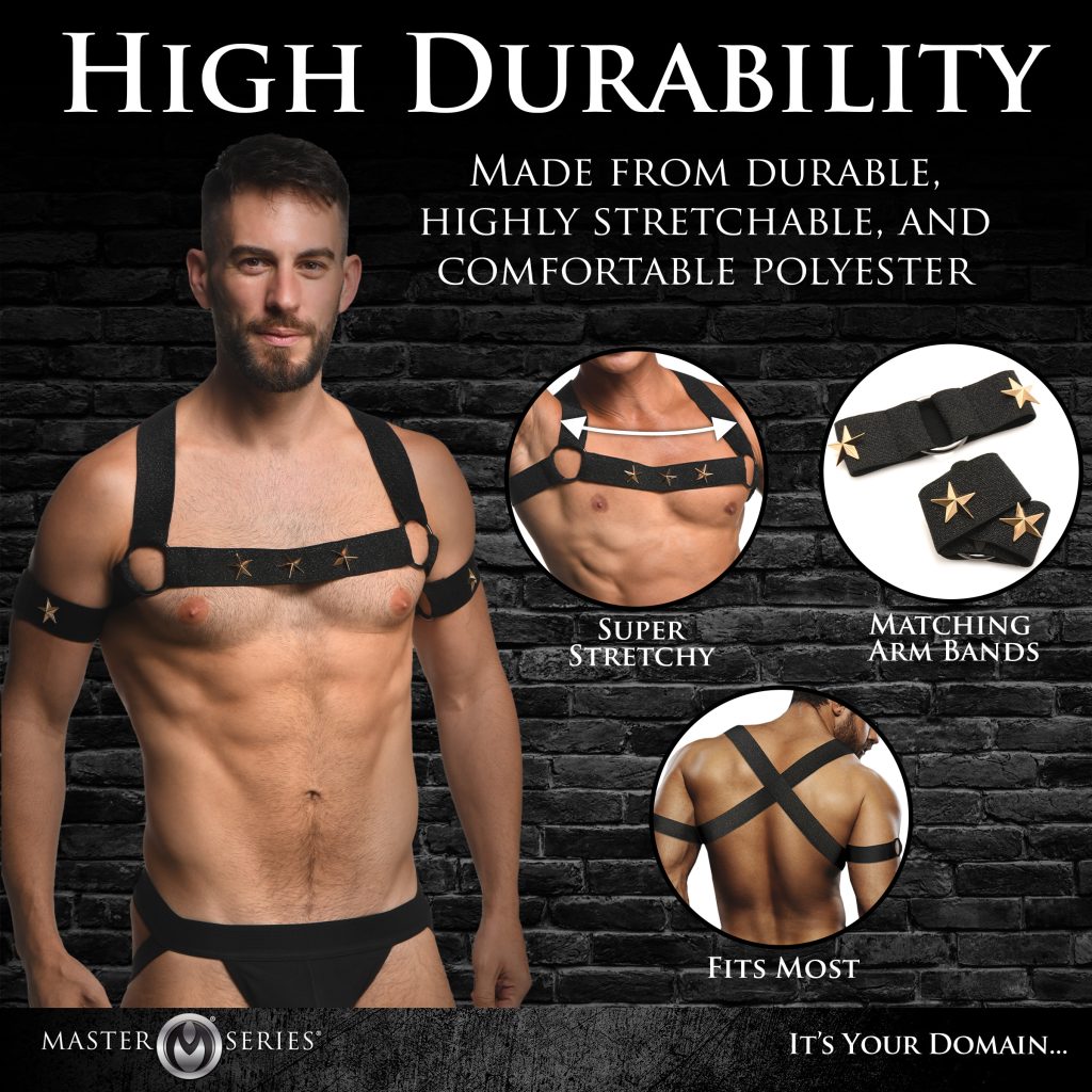 Rave Harness Elastic Chest Harness With Arm Bands - L/xl