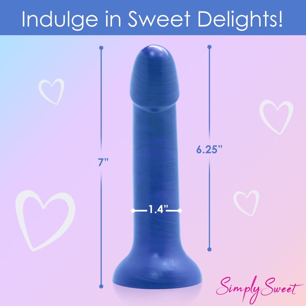 Metallic Silicone 7 Inch Dildo - Blue