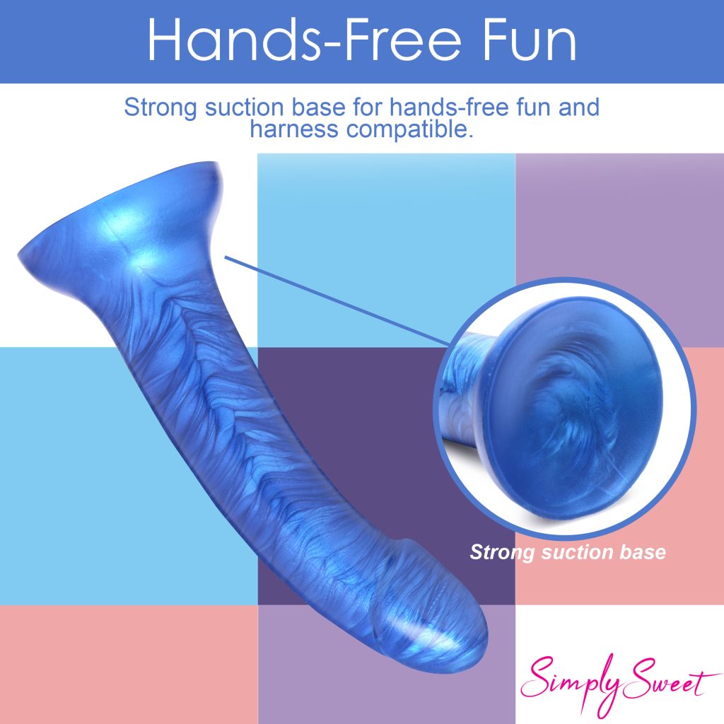 Metallic Silicone 7 Inch Dildo - Blue