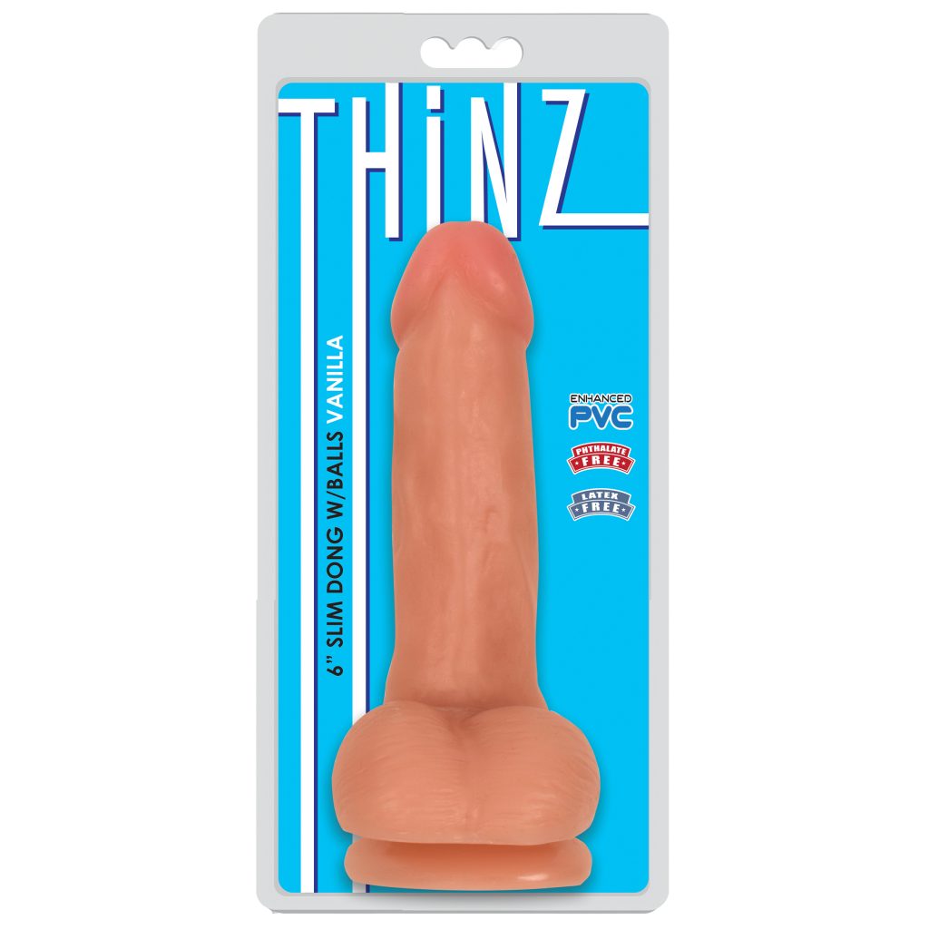 6 Inch Slim Dildo With Balls - Light