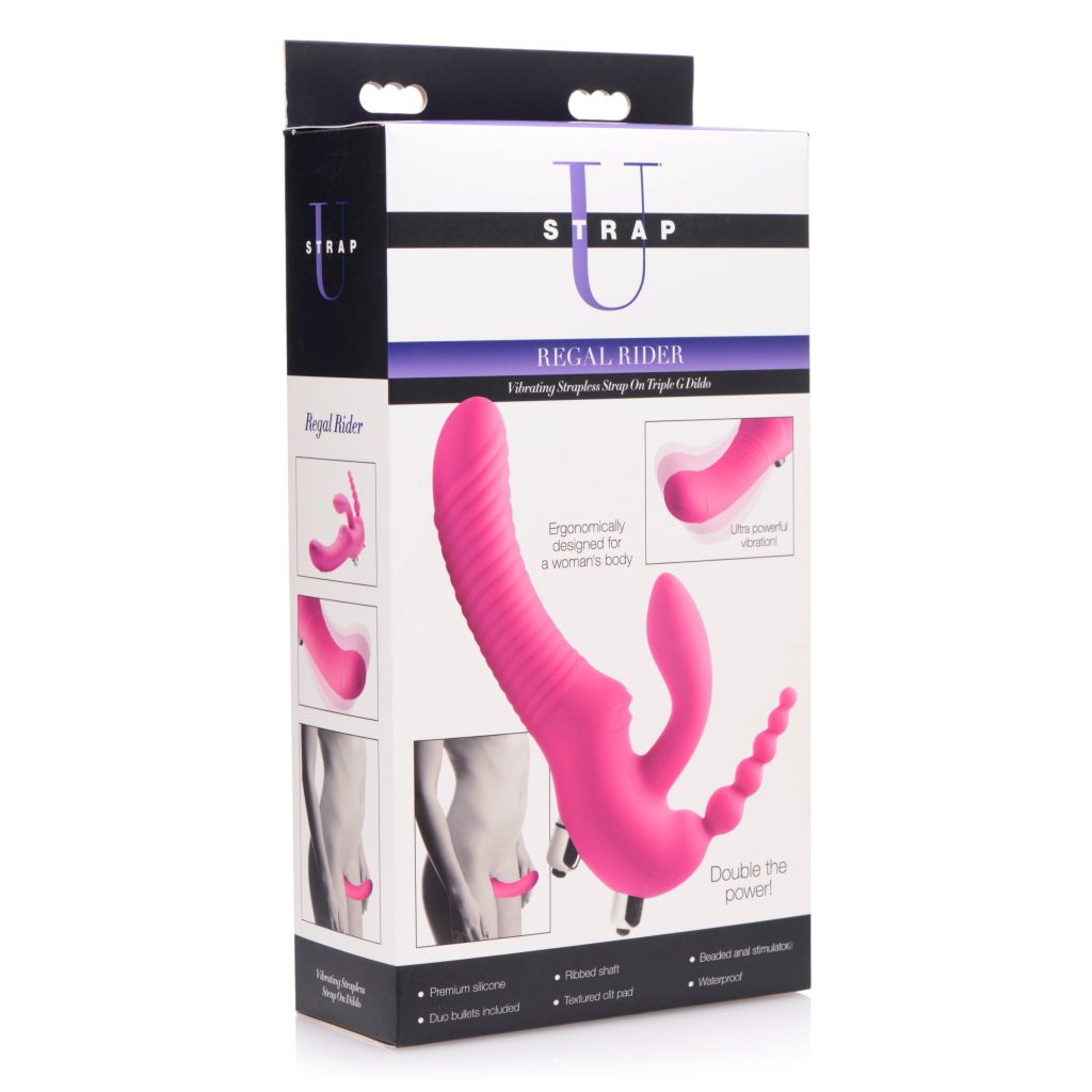 Regal Rider Vibrating Silicone Strapless Strap On Triple G Dildo