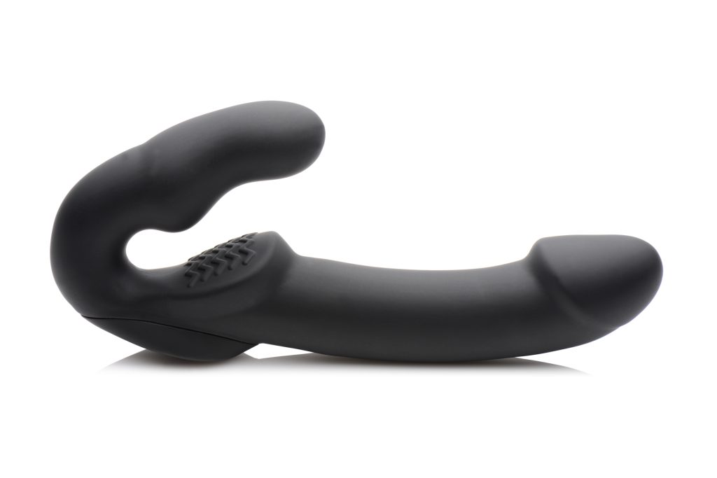 Evoke Rechargeable Vibrating Silicone Strapless Strap On - Black