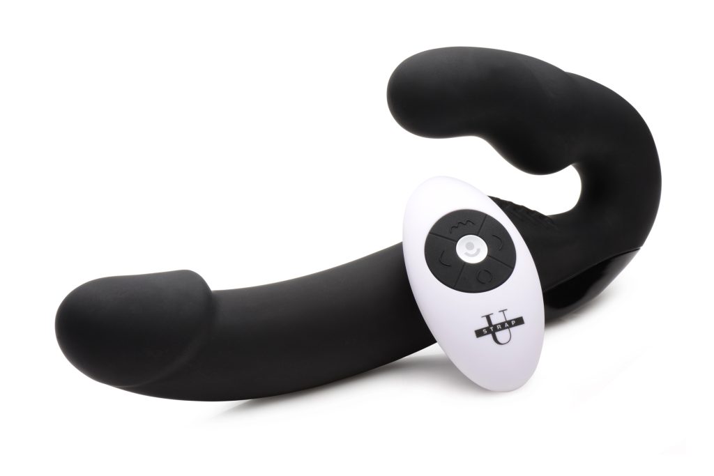 Urge Silicone Strapless Strap On With Remote- Black