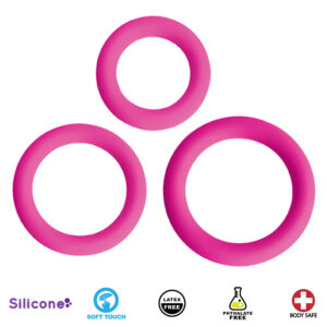 Love Ring Trio Silicone Cock Rings - Pink