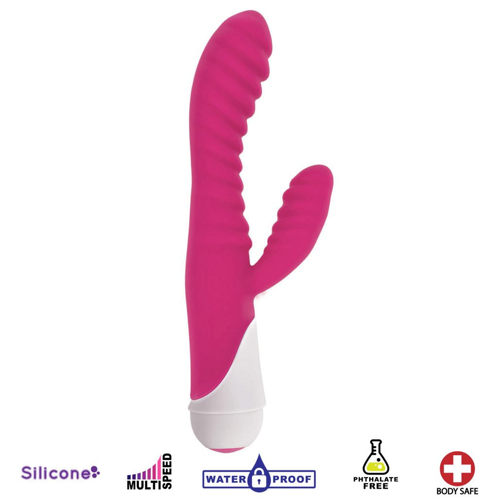 Celia 20x Ribbed Silicone Rabbit Vibe- Pink