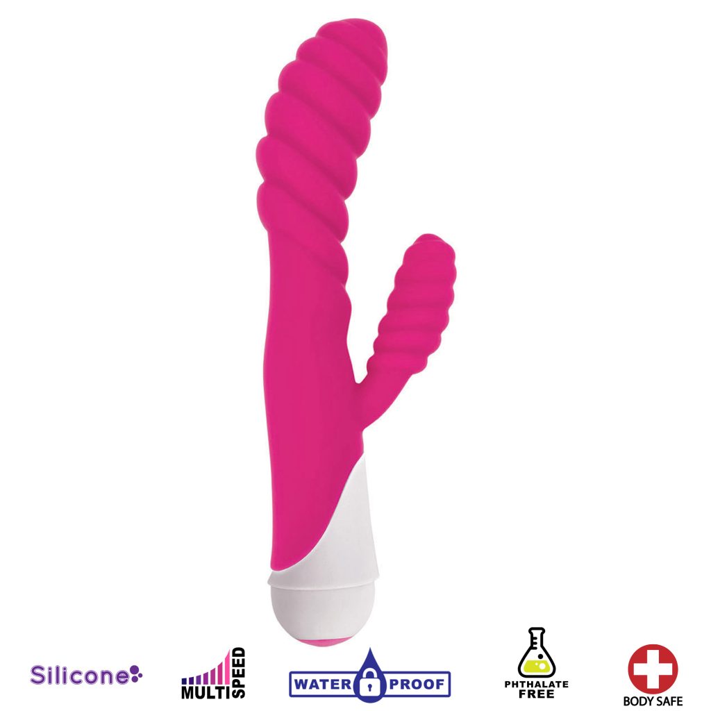 Diana 20x Rippled Silicone Rabbit Vibe- Pink