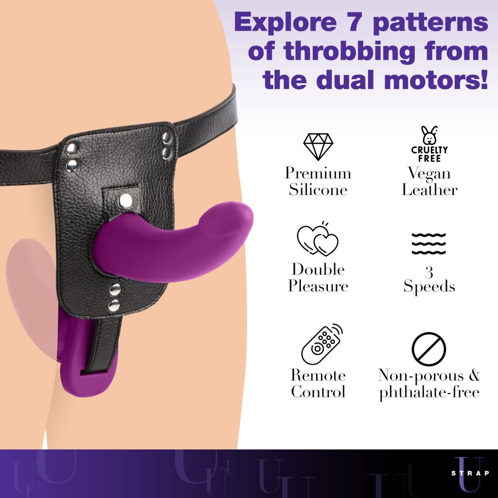 Double Take 10x Double Penetration Vibrating Strap-on Harness - Purple