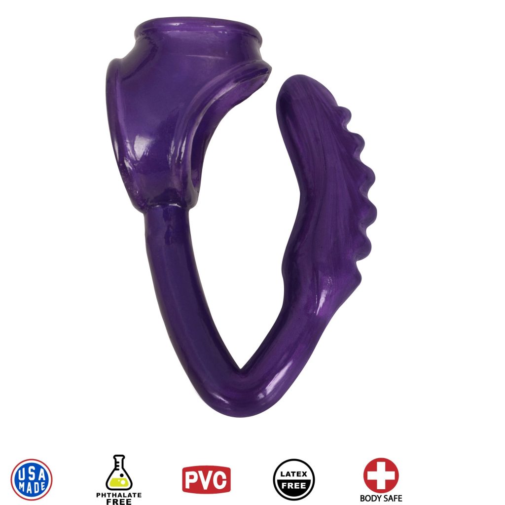 The Duke Cock And Ball Ring With Anal Plug -purple