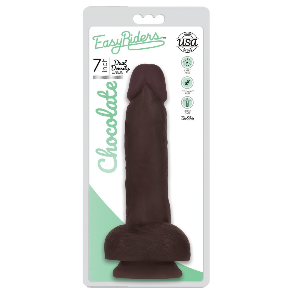 Easy Riders 7 Inch Dual Density Dildo With Balls - Brown