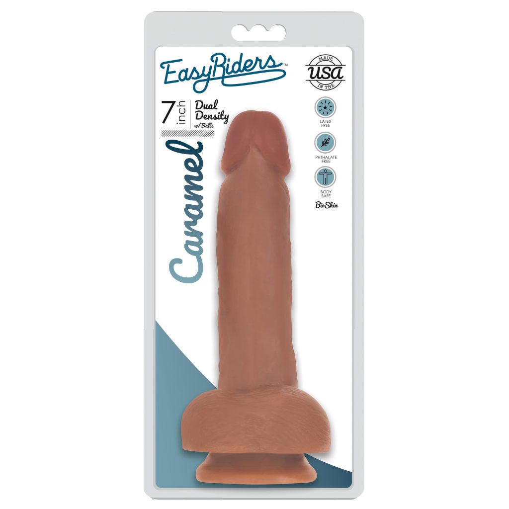 Easy Riders 7 Inch Dual Density Dildo With Balls - Tan