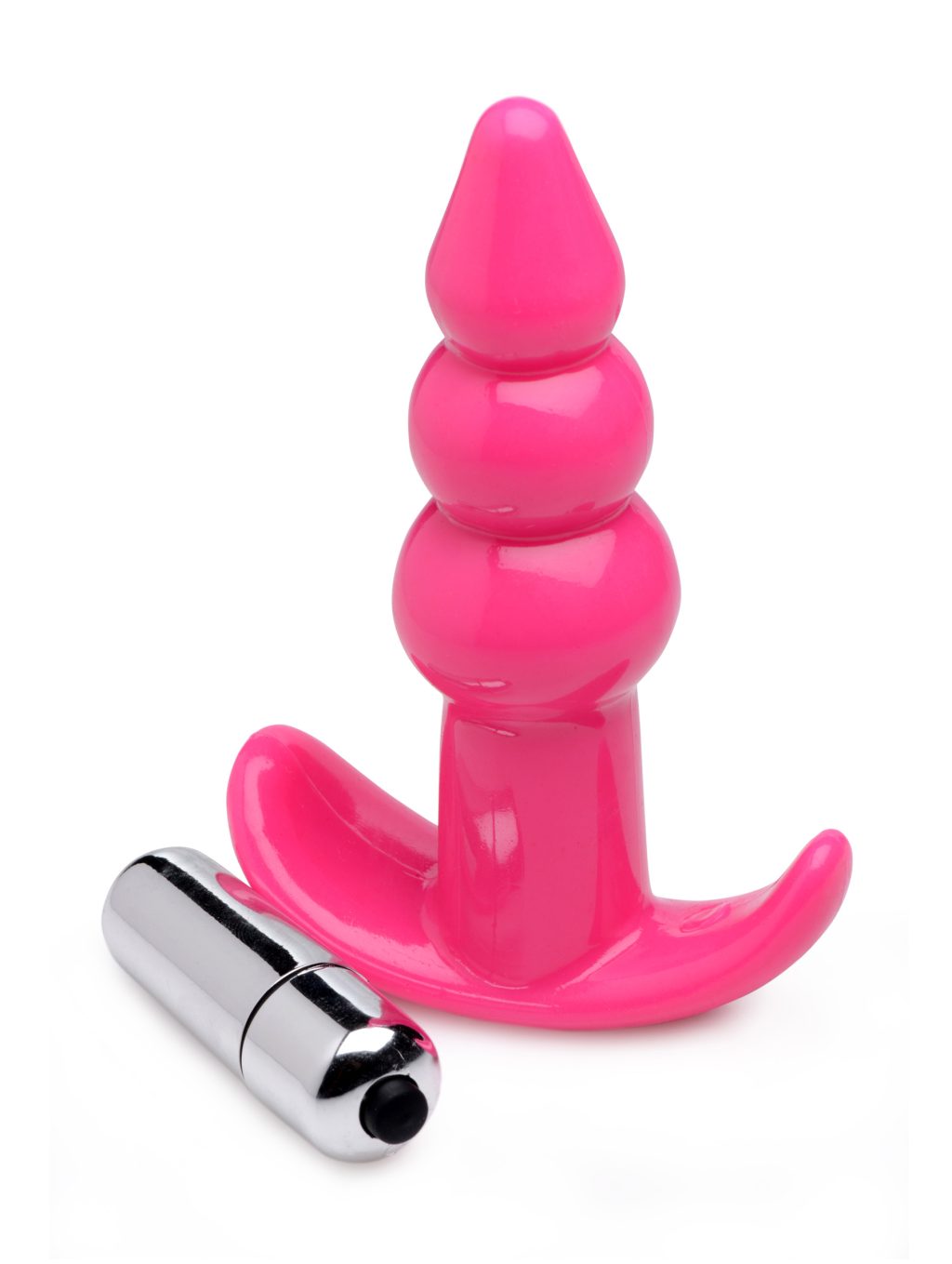 Ribbed Vibrating Butt Plug - Pink