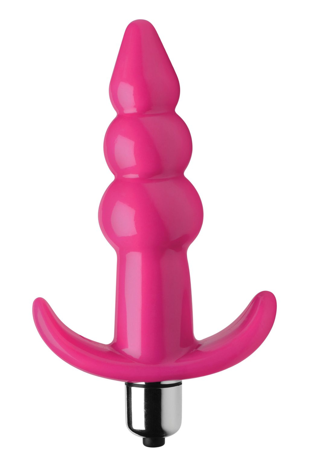 Ribbed Vibrating Butt Plug - Pink