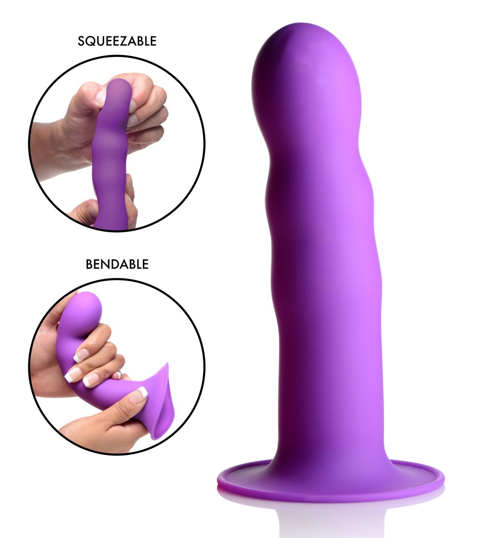 Squeezable Wavy Dildo - Purple