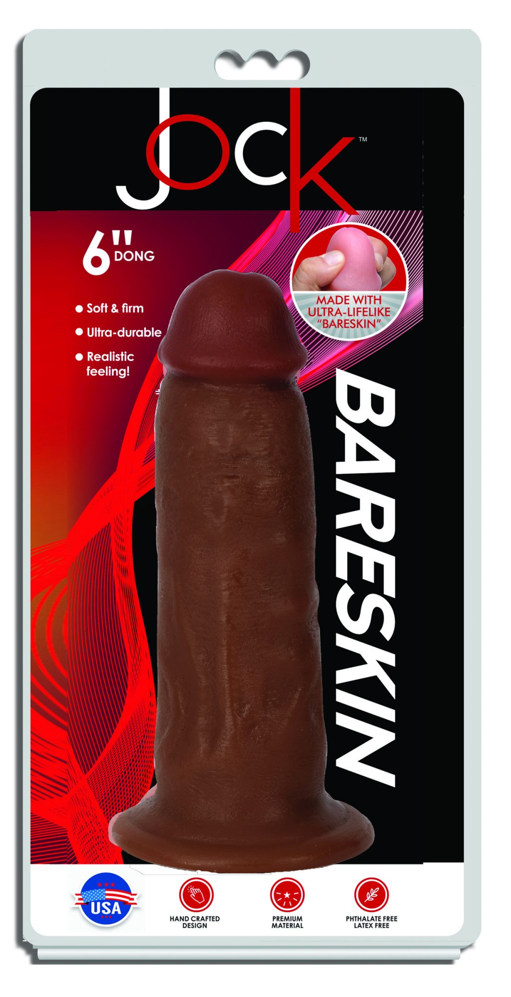 Jock Dark Bareskin Dildo - 6 Inch