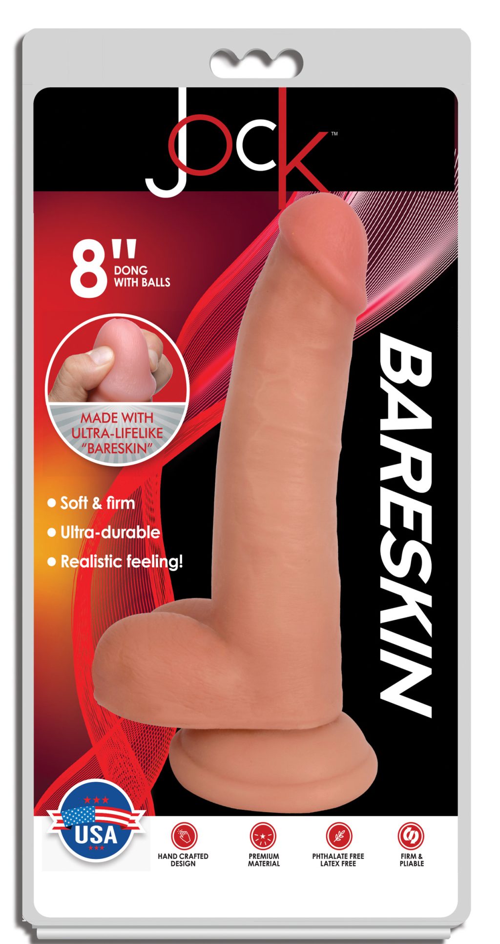 Jock Light Bareskin Dildo With Balls - 8 Inch