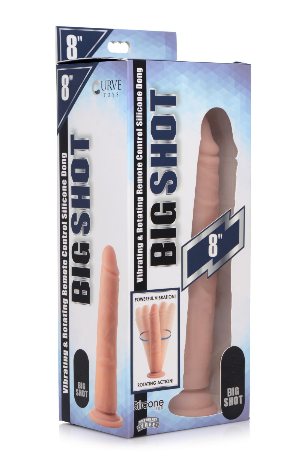 Vibrating And Rotating Remote Control Silicone Dildo - 8 Inch