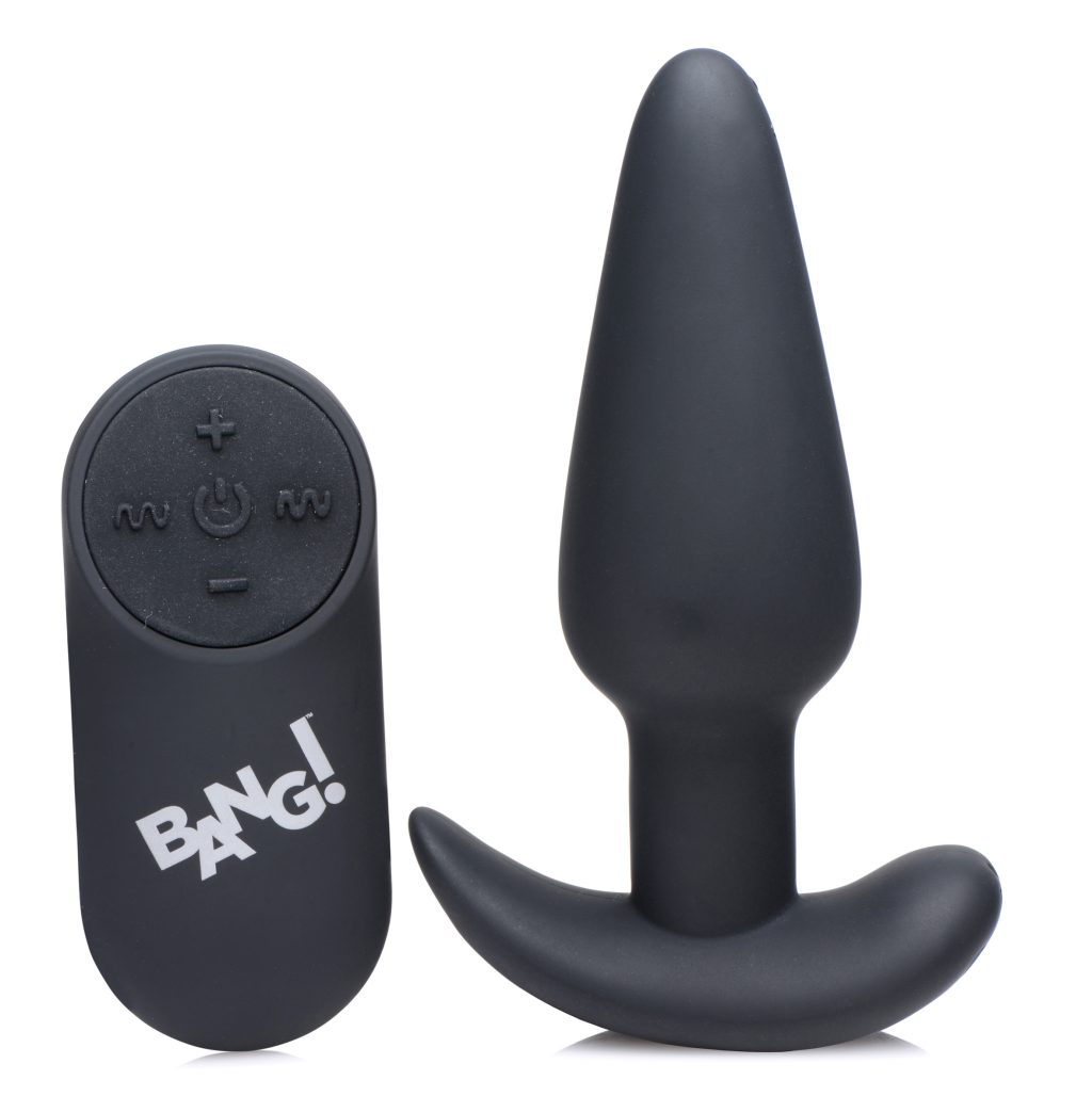 Remote Control 21x Vibrating Silicone Butt Plug - Black