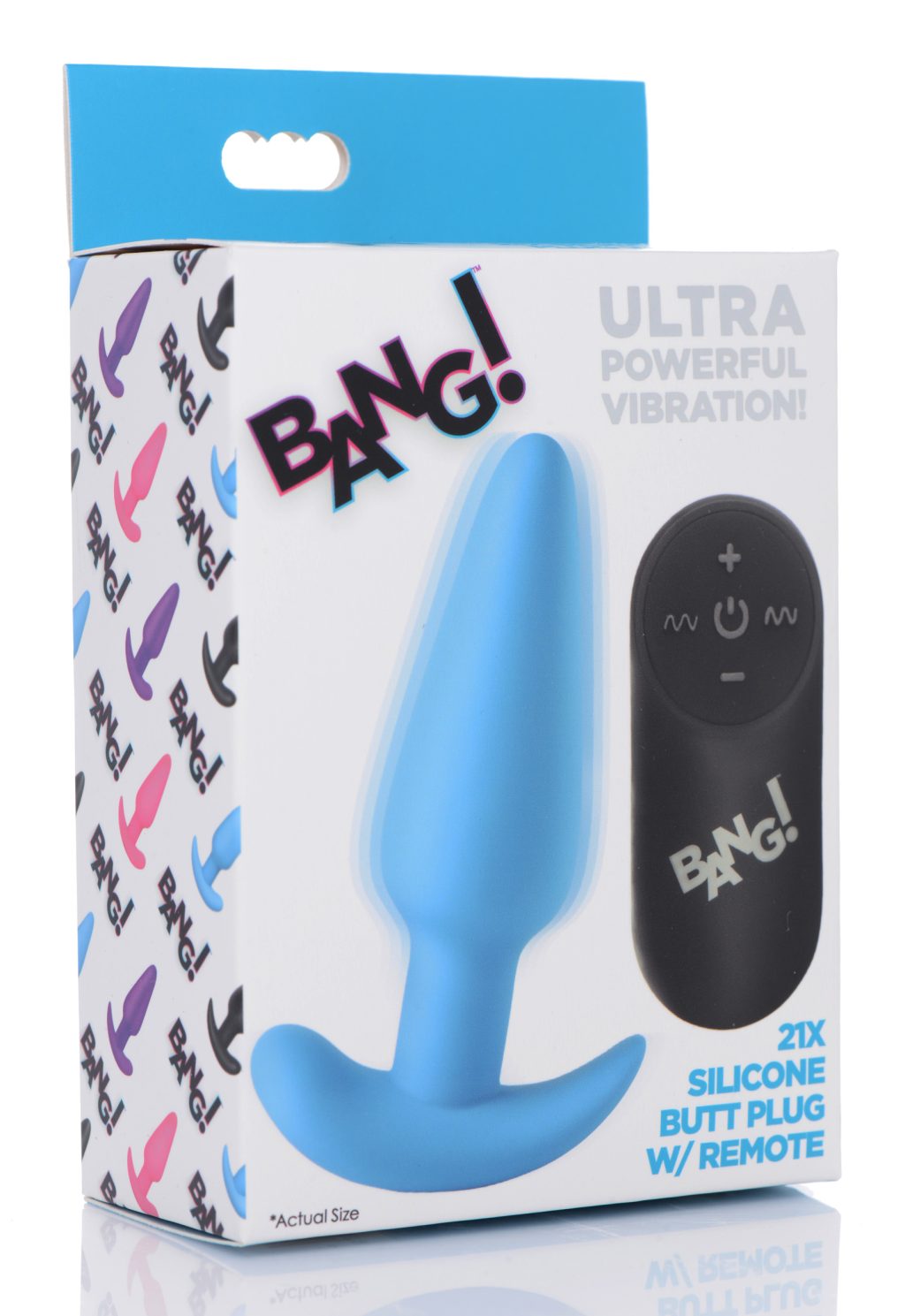 Remote Control 21x Vibrating Silicone Butt Plug - Blue