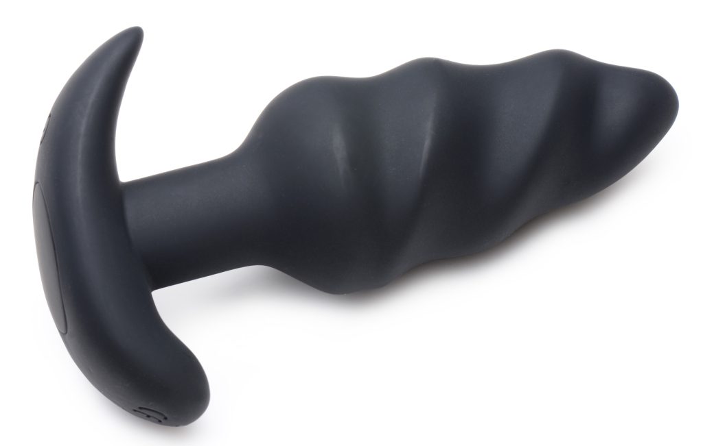 Remote Control 21x Vibrating Silicone Swirl Butt Plug - Black