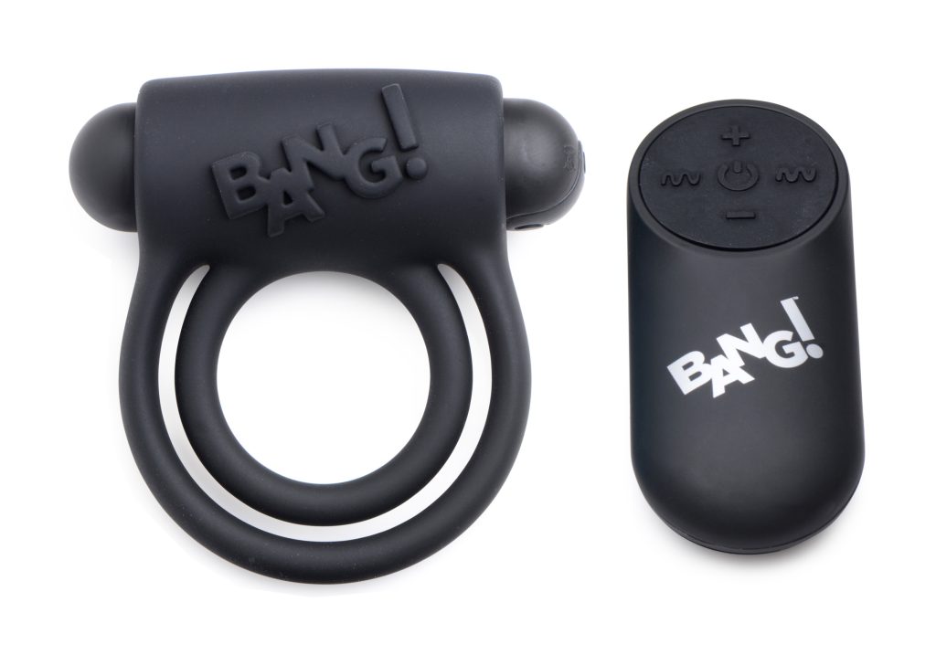 Remote Control 28x Vibrating Cock Ring And Bullet - Black