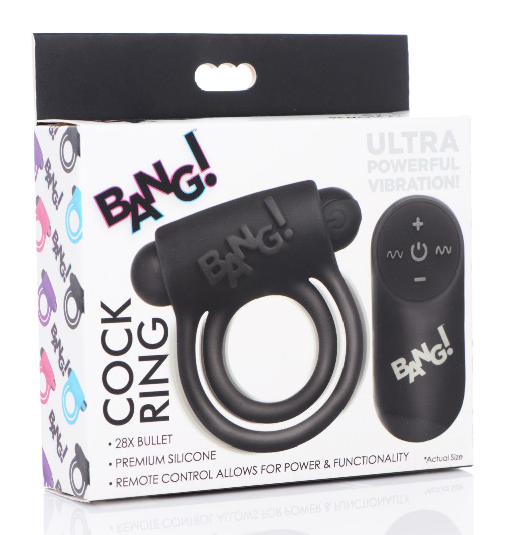 Remote Control 28x Vibrating Cock Ring And Bullet - Black