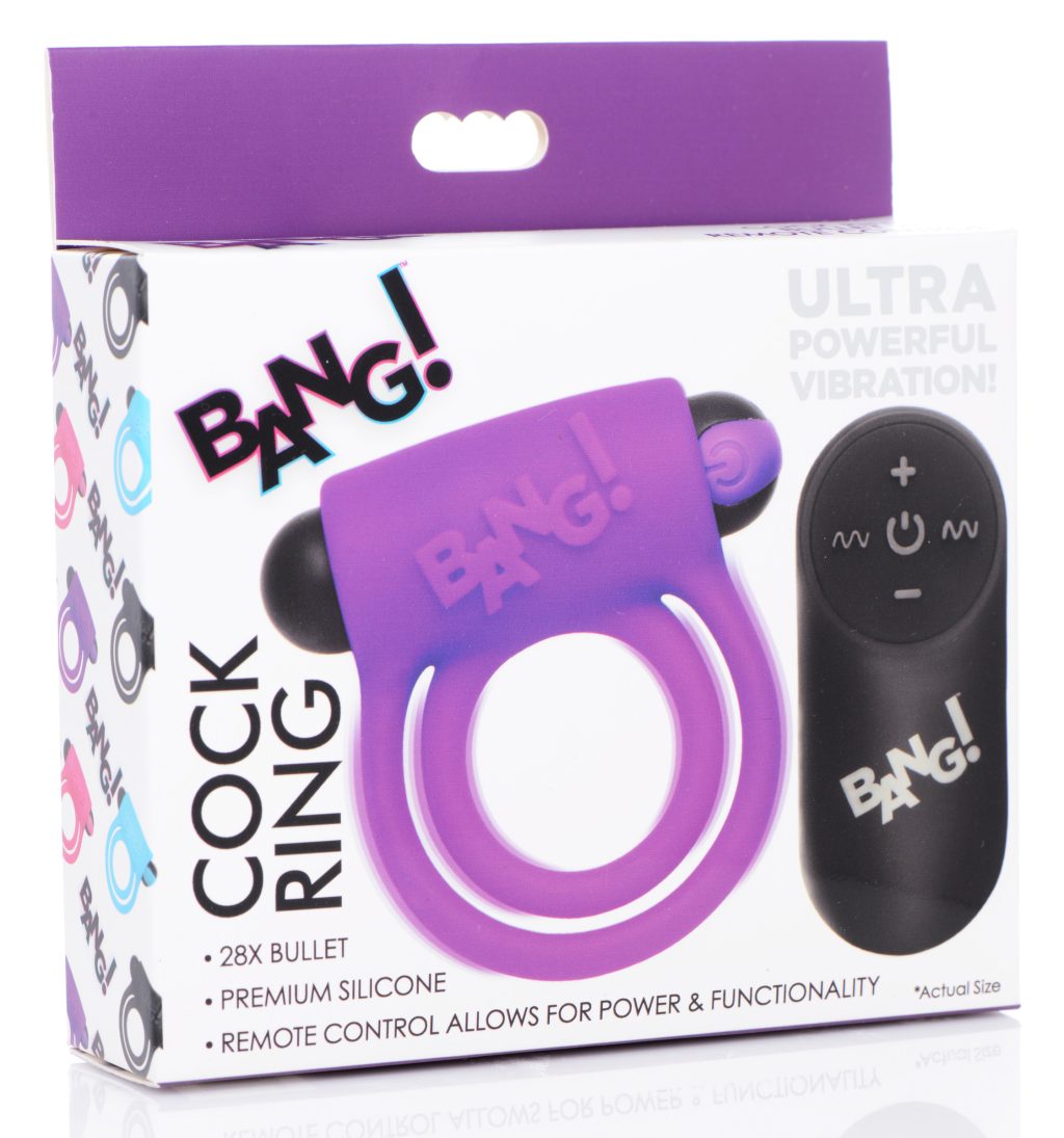 Remote Control 28x Vibrating Cock Ring And Bullet - Purple