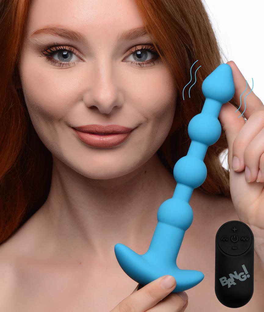 Remote Control Vibrating Silicone Anal Beads - Blue