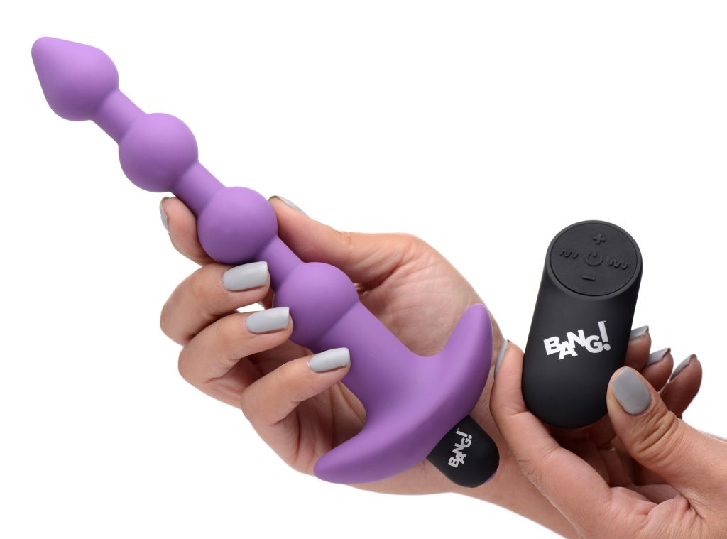 Remote Control Vibrating Silicone Anal Beads - Purple