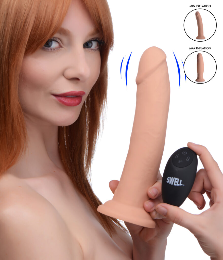 7x Inflatable And Vibrating Remote Control Silicone Dildo - 8.5 Inch