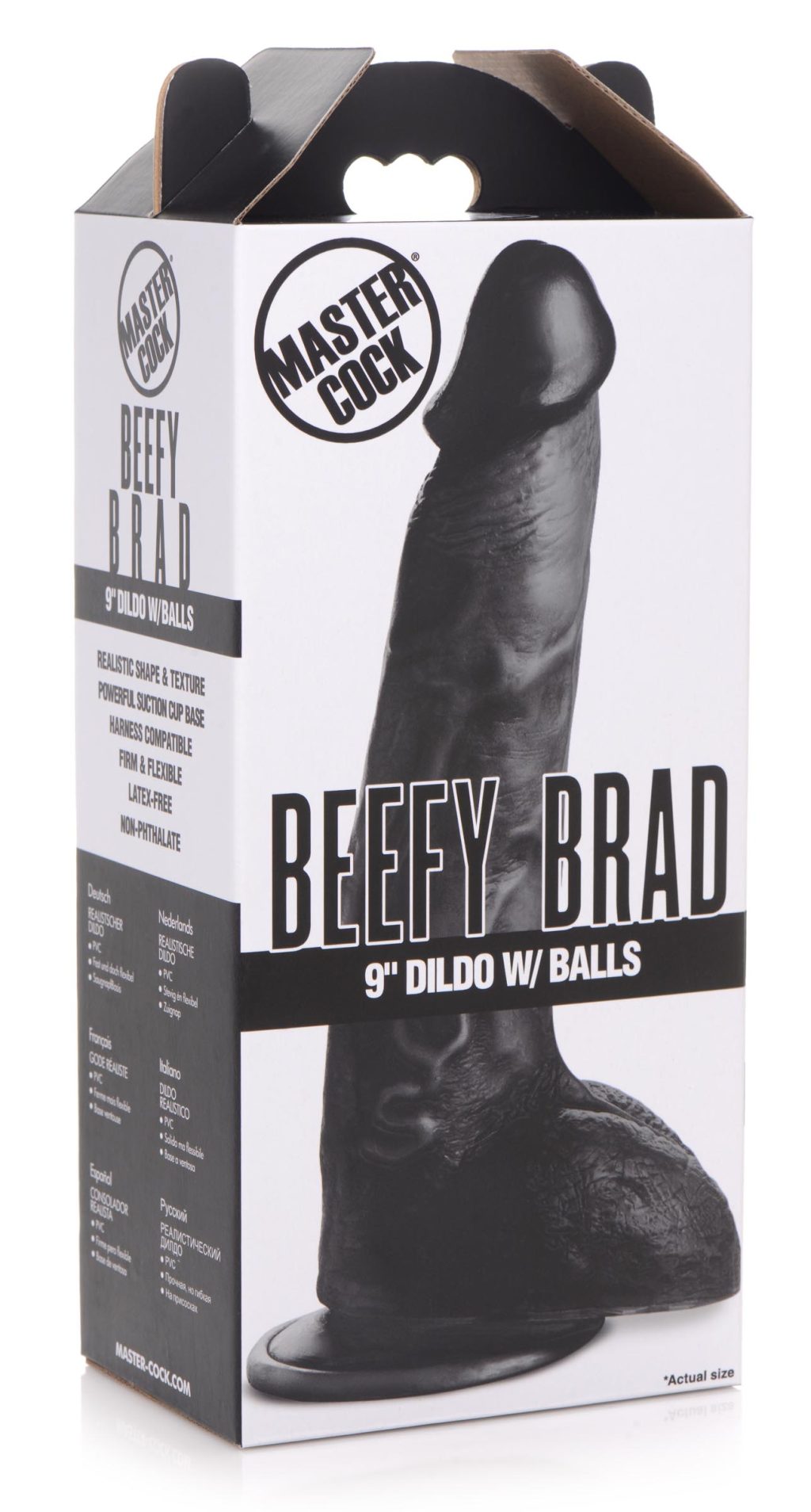 Beefy Brad 9 Inch Dildo With Balls - Black