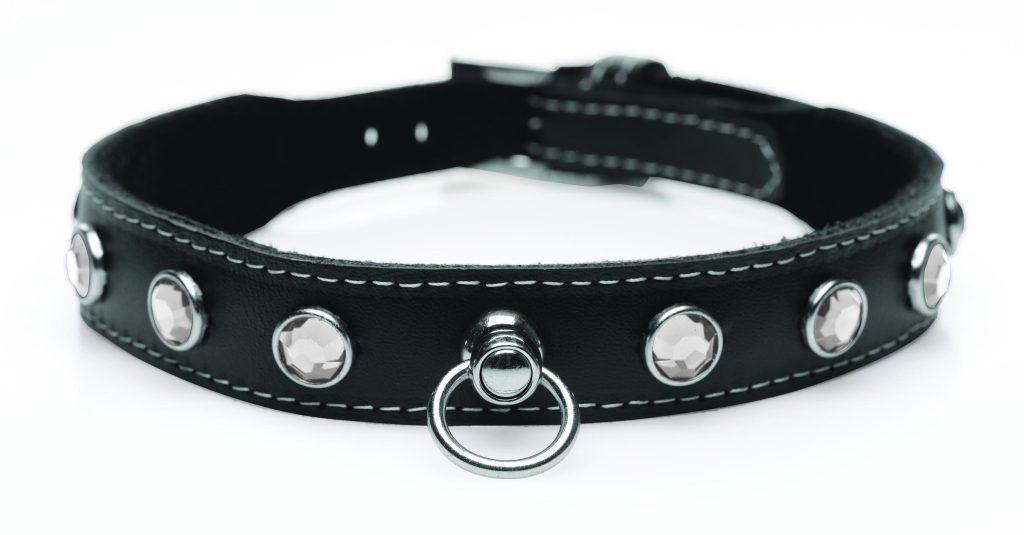Bling Vixen Leather Choker With Rhinestones - Clear