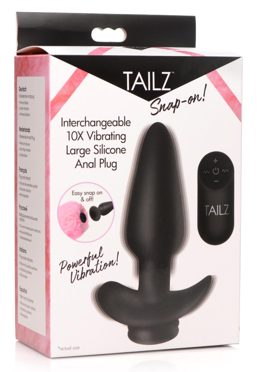 Interchangeable 10x Vibrating Silicone Anal Plug With Remote - Large