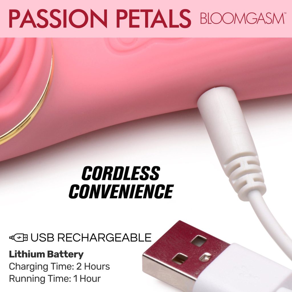 Passion Petals 10x Silicone Suction Rose Vibrator - Pink