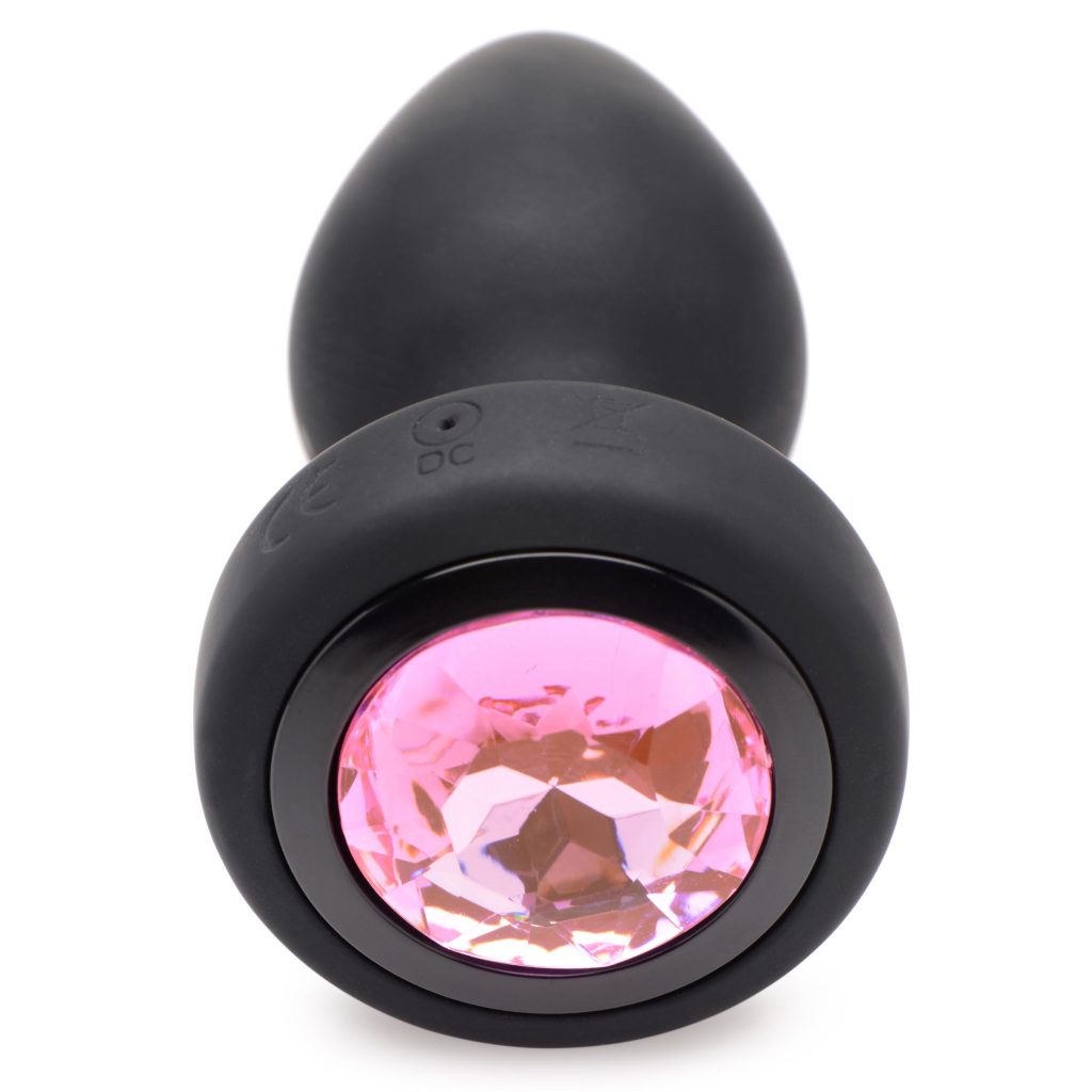 28x Vibrating Silicone Pink Gem Anal Plug - Small