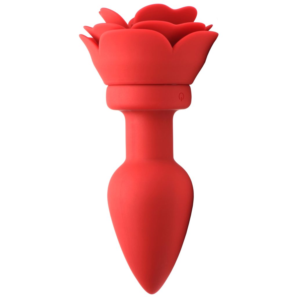 28x Silicone Vibrating Rose Anal Plug With Remote - Large