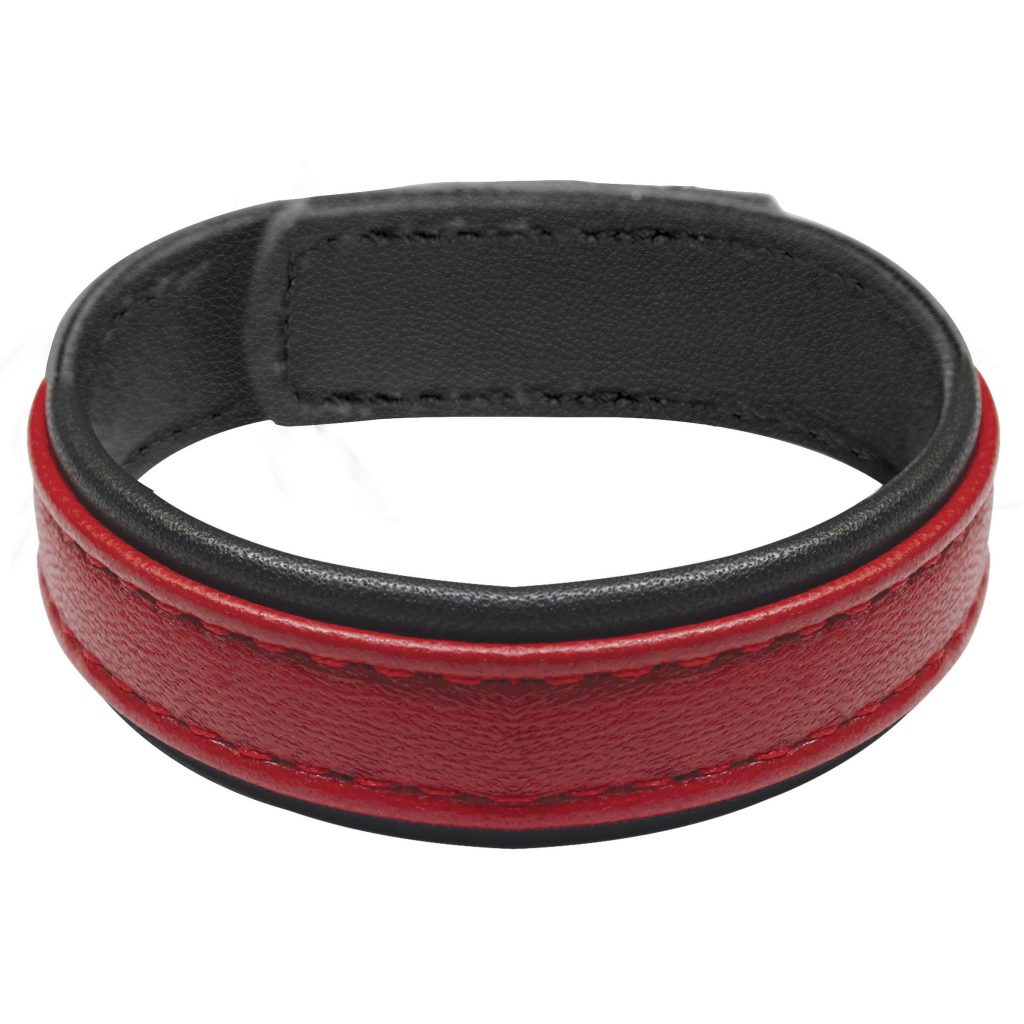 Velcro Leather Cock Ring - Red
