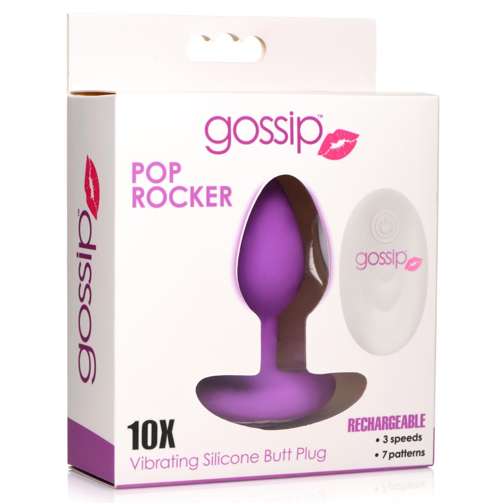 10x Pop Rocker Vibrating Silicone Plug With Remote - Violet