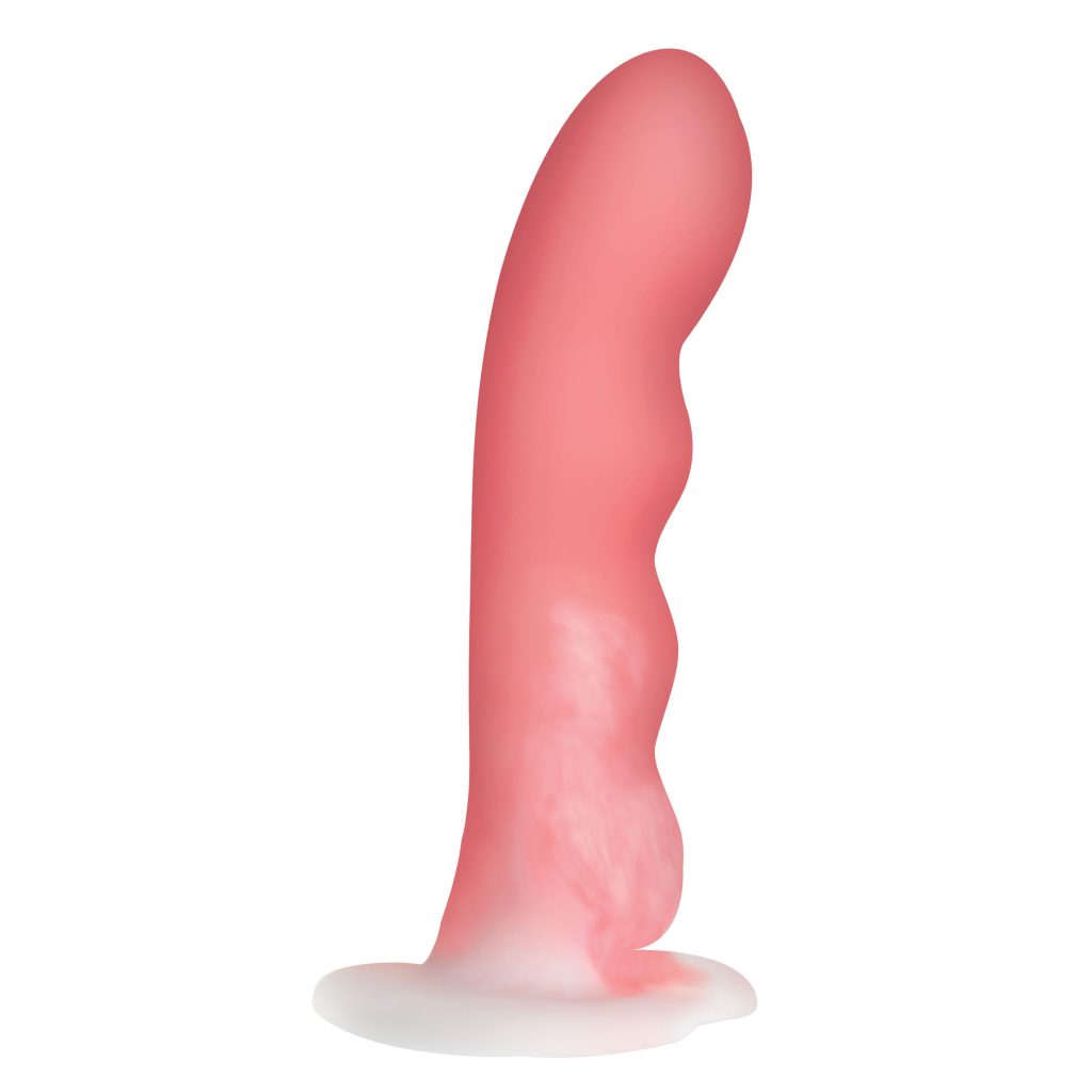 Wavy Silicone Pink And White Dildo