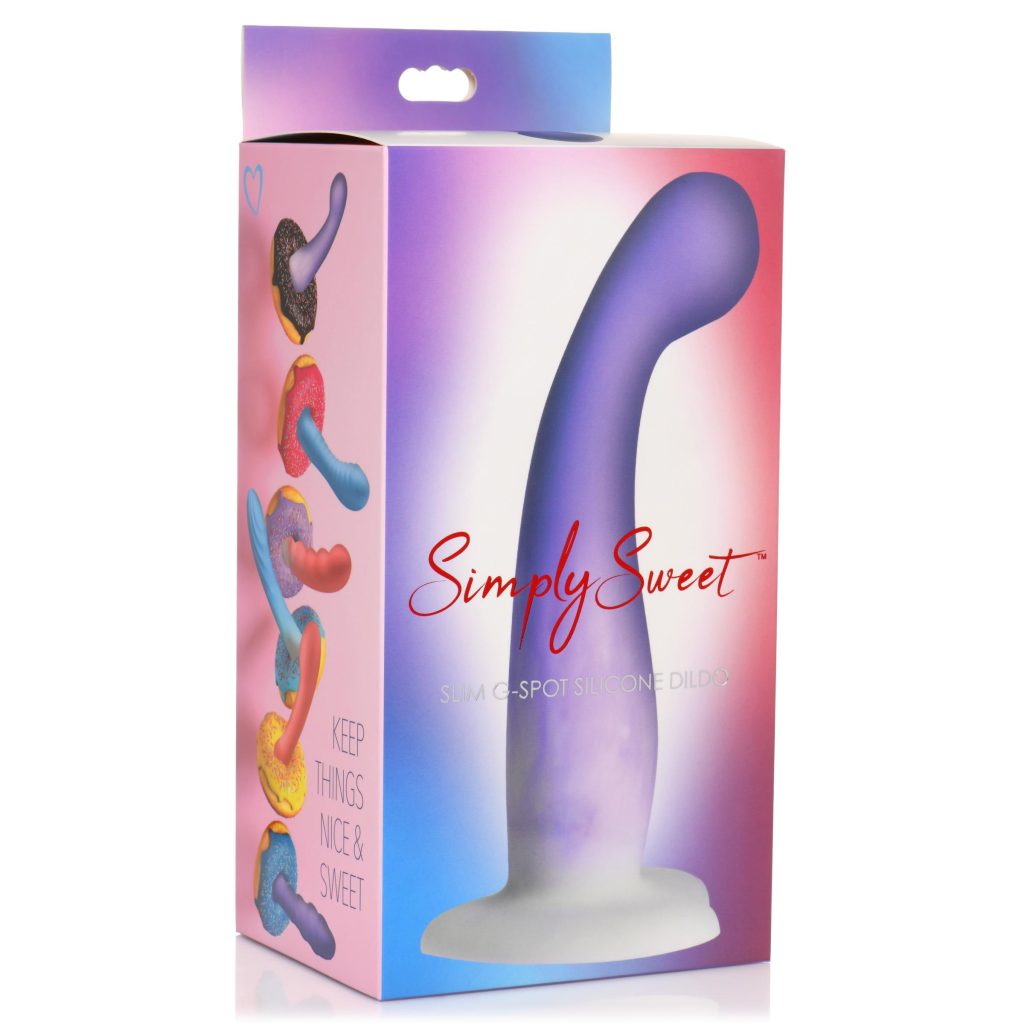 Slim G-spot Silicone Purple And White Dildo