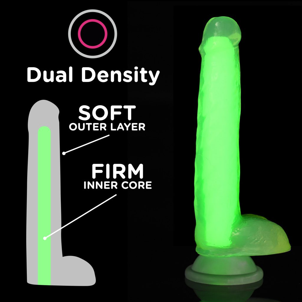 7 Inch Glow-in-the-dark Silicone Dildo With Balls - Green