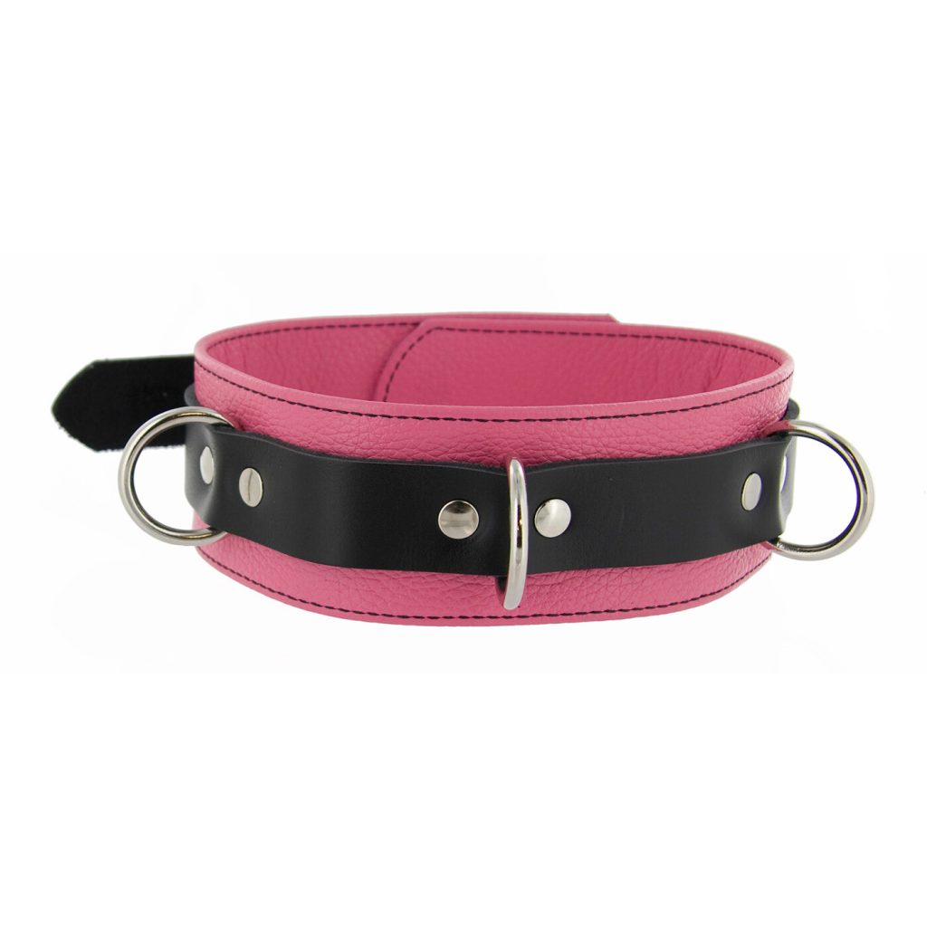 Strict Leather Deluxe Locking Collar - Pink And Black