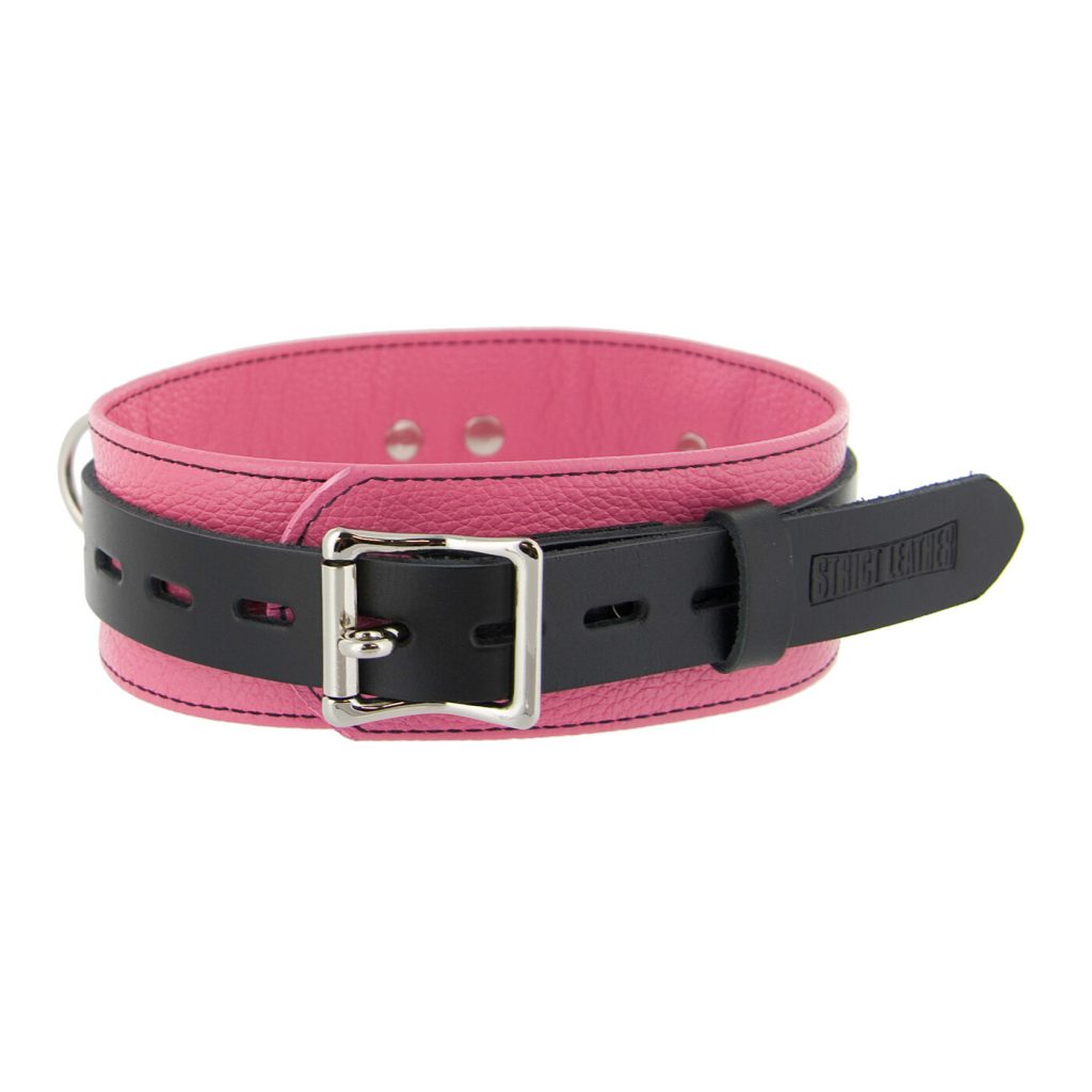 Strict Leather Deluxe Locking Collar - Pink And Black